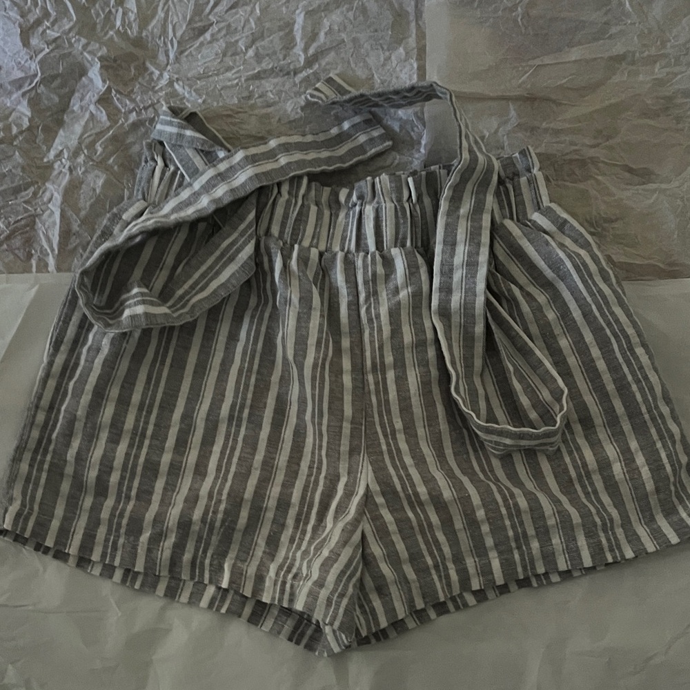 Kids Striped Gray Shorts with Belt
